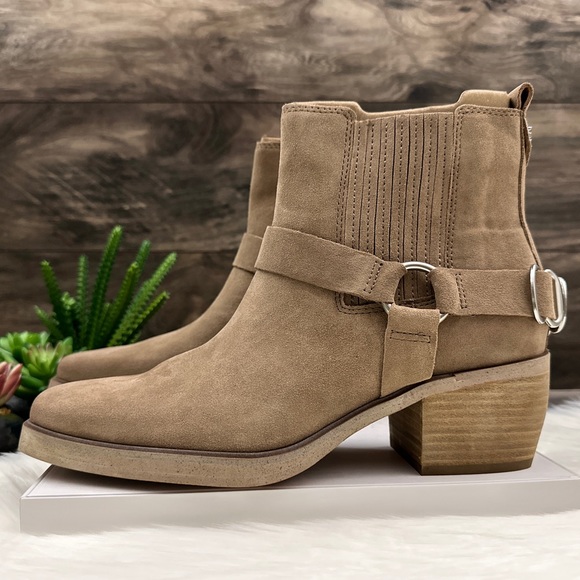 NIB Sam Edelman Bellamie Western Harness Cowgirl Ankle Boots Deep Taupe - Picture 5 of 14